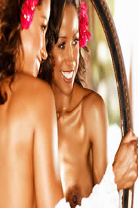 playboy ebony nude model stacy dash nipples in mirror